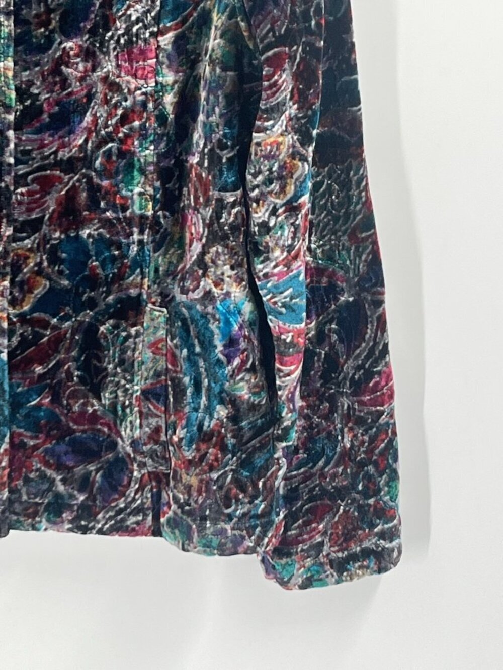 Chicos Silk Blend Velvet Floral Jacket M Boho Artsy Whimsigoth Dark Romantic - Picture 2 of 6